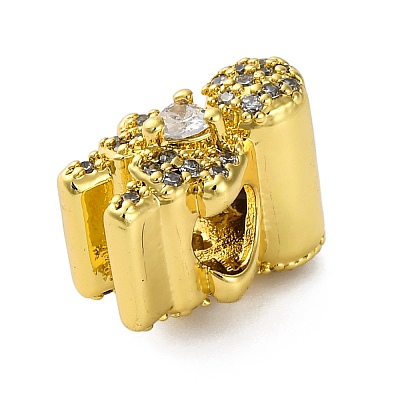 Rack Plating Brass Micro Pave Cubic Zirconia European Beads KK-Z081-07-1