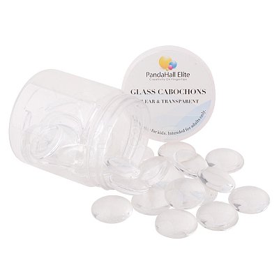 20mm Flat Back Cleared Glass Cabochons Transparent Dome Tile Jewelry Making Supplies for Photo Craft GGLA-PH0001-03A-B-1
