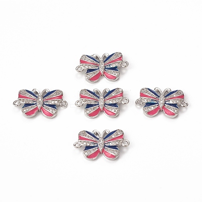 Brass Micro Pave Cubic Zirconia Connector Charms KK-E068-VB407-2-1
