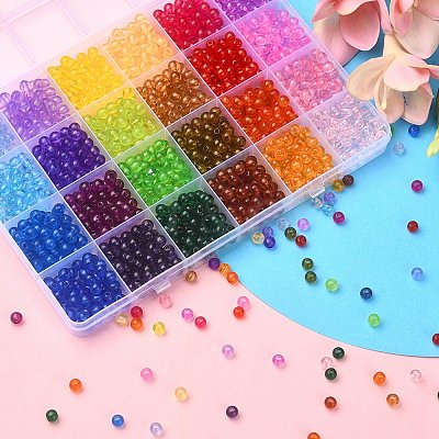 1488Pcs 24 Colors Transparent Acrylic Beads MACR-YW0002-68-1