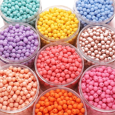 50Pcs Frosted Opaque Acrylic Beads PW-WGEDD3D-01-1