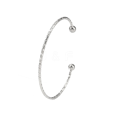 Non-Tarnish 304 Stainless Steel Textured Open Cuff Bangles for Women BJEW-S155-03P-1