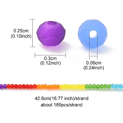 Rainbow Color 7 Colors Transparent Frosted Glass Beads Strands FGLA-YW0001-01-1