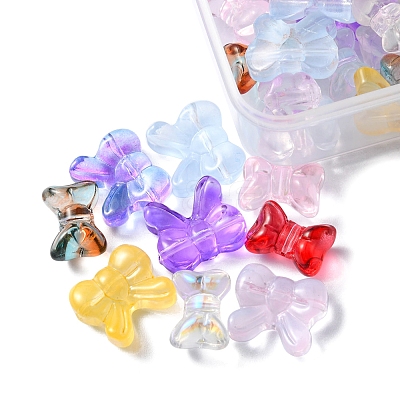 60Pcs 12 Style Transparent Spray Painted Glass Beads GLAA-FS0001-49-1