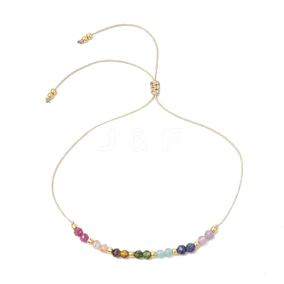 Chakra Theme Adjustable Natural Mixed Gemstone Braided Bead Bracelets for Women BJEW-JB11618-01-1