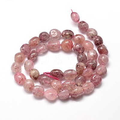 Natural Strawberry Quartz Gemstone Nuggets Bead Strands X-G-J336-27-1