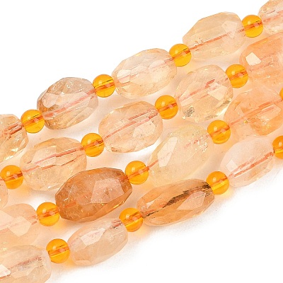 Heated Natural Citrine Beads Strands G-Z147-B01-02-1