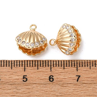 Brass Micro Pave Clear Cubic Zirconia Charms KK-Z112-32G-1