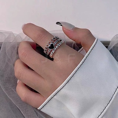 Heart Alloy Enamel Cuff Open Rings for Women FS-WG04E89-01-1