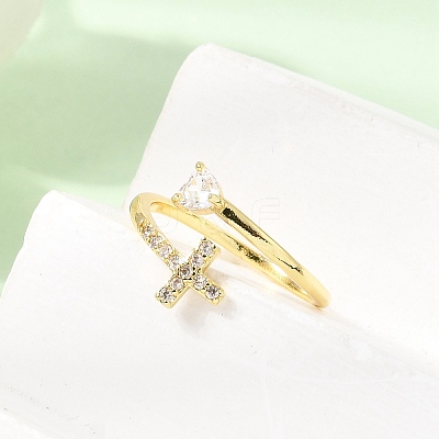 Adjustable Brass Micro Pave Cubic Zirconia Cuff Open Rings CU-CBABA66-05G-1
