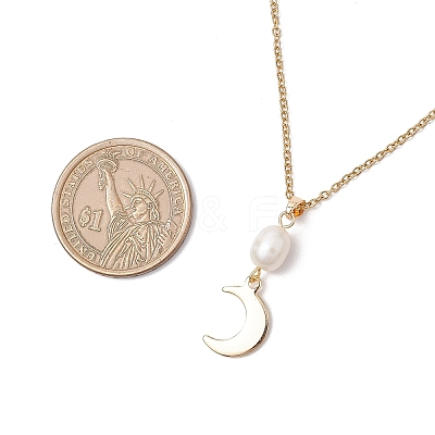3Pcs 3 Styles Natural Cultured Freshwater Pearl & 304 Stainless Steel & Brass Moon Star Sun Pendant 304 Stainless Steel Cable Chain Necklaces for Women NJEW-JN05364-1