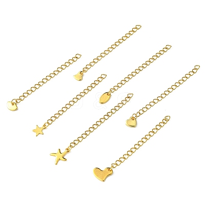 7Pcs 7 Styles 304 Stainless Steel Chain Extender STAS-FS0001-49G-1