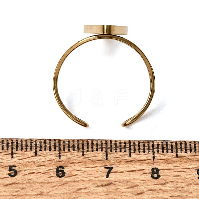 Horse Eye 304 Stainless Steel Open Cuff Bangle Makings with Bezel Tray SA-CBABF3F-02G-04-1