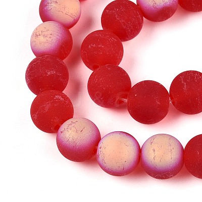 Frosted Transparent Glass Beads Strands GLAA-T032-T10mm-MBB09-1