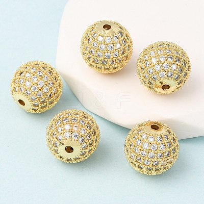 CZ Brass Micro Pave Cubic Zirconia Round Beads ZIRC-L017-05G-1