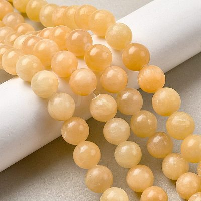 Natural Yellow Jade Bead Strands G-K121-01-14mm-1