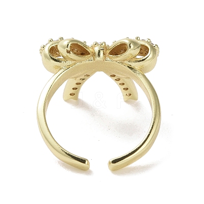Brass Micro Pave Cubic Zirconia Open Cuff Ring RJEW-K256-58I-G-1