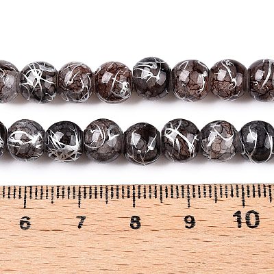 Drawbench Crackle Glass Beads Strands GLAA-N006-8mm-01-1