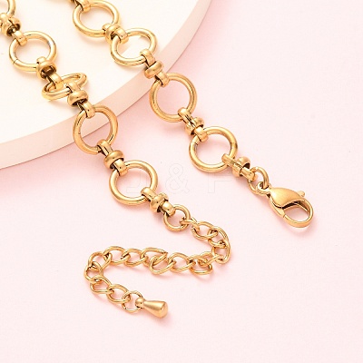 304 Stainless Steel Ring Link Chain Anklets AJEW-A057-02G-1