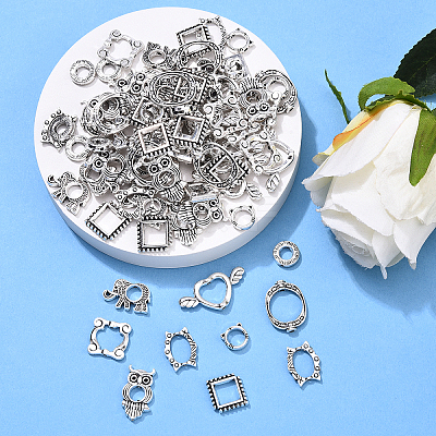 100Pcs 10 Styles Tibetan Style Alloy Bead Frame FIND-YW0007-62-1