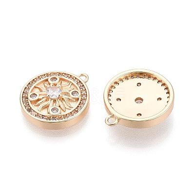 Brass Pave Clear Cubic Zirconia Pendants KK-T081-04G-1
