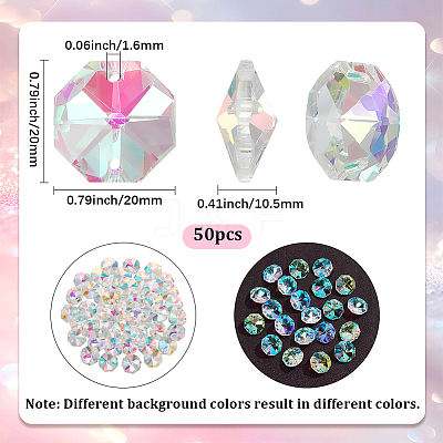50Pcs Octagon Sew on Glass Rhinestone GLAA-SP0001-83A-01-1