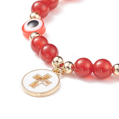 5Pcs 5 Style Alloy Enamel Cross Charm Bracelets Set BJEW-JB08817-1