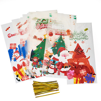 40Pcs 4 Styles Christmas Theme OPP Self-adhesive Cookie & Snacks Package Bags CON-TAC0010-90A-1