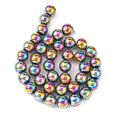 Non-magnetic Synthetic Hematite Beads Strands G-S096-10mm-5-1