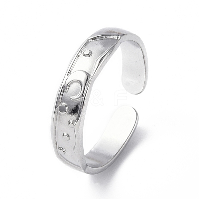 Non-Tarnish 304 Stainless Steel Crescent Moon Open Cuff Ring for Women X-RJEW-C046-01P-1