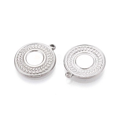 304 Stainless Steel Pendant Cabochon Settings STAS-T067-10P-1