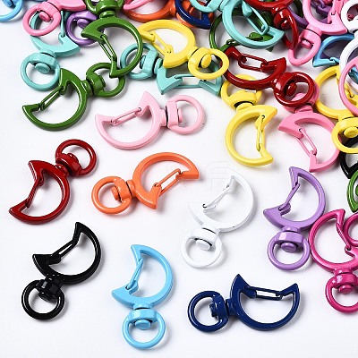 Spray Painted Alloy Swivel Snap Hooks Clasps X-PALLOY-T080-13-NR-1