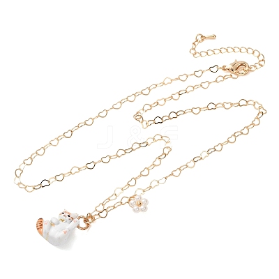 304 Stainless Steel Enamel Cute Cat Shape Pendant Necklaces for Women SA-G068-01G-02-1