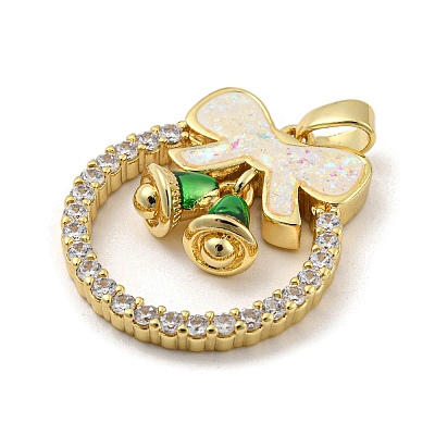 Christmas Brass Micro Pave Cubic Zirconia Pendants KK-H468-01A-01G-1