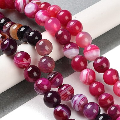 Natural Striped Agate/Banded Agate Beads Strands G-Z060-A01-C06-1