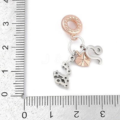Brass Pendants with Cubic Zirconia European Beads KK-Q015-01G-1