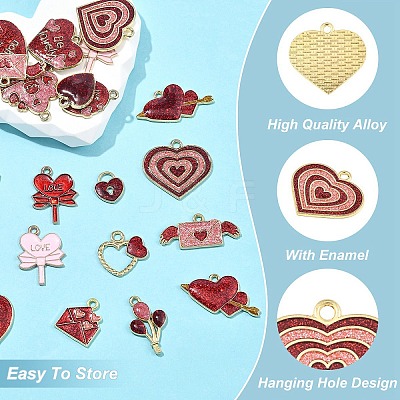 15Pcs 15 Styles Alloy Pendants ENAM-YW0006-84-1