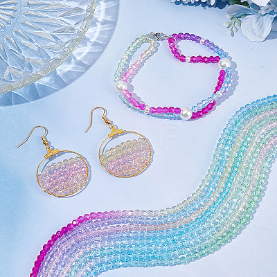 10 Strands 5 Styles Transparent Gradient Color Glass Beads Strands GLAA-SC0002-03-1
