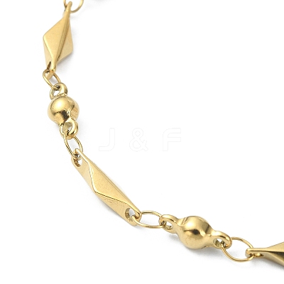 Ion Plating(IP) 304 Stainless Steel Rhombus Link Chain Bracelets for Women BJEW-D023-01G-1