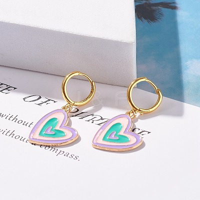 Colorful Alloy Enamel Dangle Hoop Earrings for Women EJEW-JE04776-1