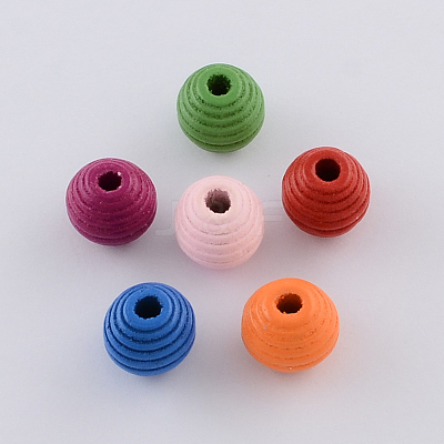 Dyed Natural Wood Beehive Beads WOOD-R249-055-1