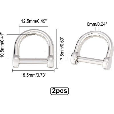 2Pcs 304 Stainless Steel D-Ring Anchor Shackle Clasps STAS-CA0001-56A-1