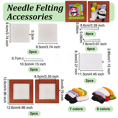 2 Sets 2 Style Panda Photo Frame Needle Felting Kit for Beginners DIY-OC0012-05-1