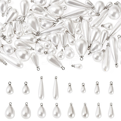 80Pcs 8 Styles ABS Plastic Pearl Pendants FIND-TA0010-50-1