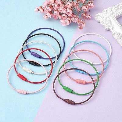 Spray Painted 201 Stainless Steel Wire Cable Keychains BJEW-YW0001-10A-1