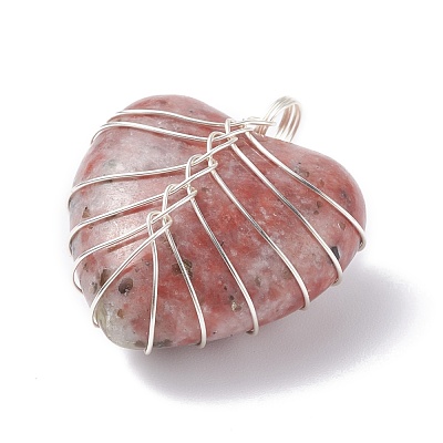 Natural Sesame Jasper Pendants PALLOY-JF01283-02-1