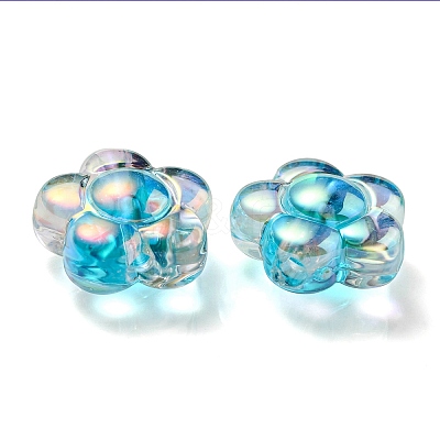 UV Plating Rainbow Iridescent Transparent Acrylic Beads OACR-C007-11C-1