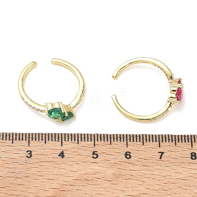 Brass Micro Pave Cubic Zirconia Cuff Open Rings RJEW-Z145-03G-1