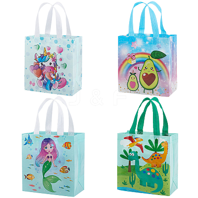 8Pcs 4 Styles Non-Woven Fabric Reusable Folding Gift Bags with Handle ABAG-GF0001-19C-1