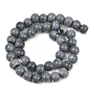 Handmade Fancy Antique Glazed Porcelain Ceramic Round Beads Strands PORC-L019-8mm-04-1